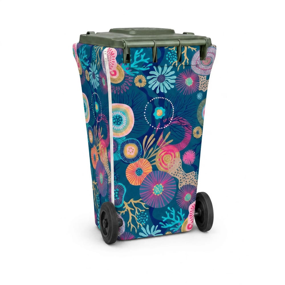 Coral Dreams wheelie bin cover, back view