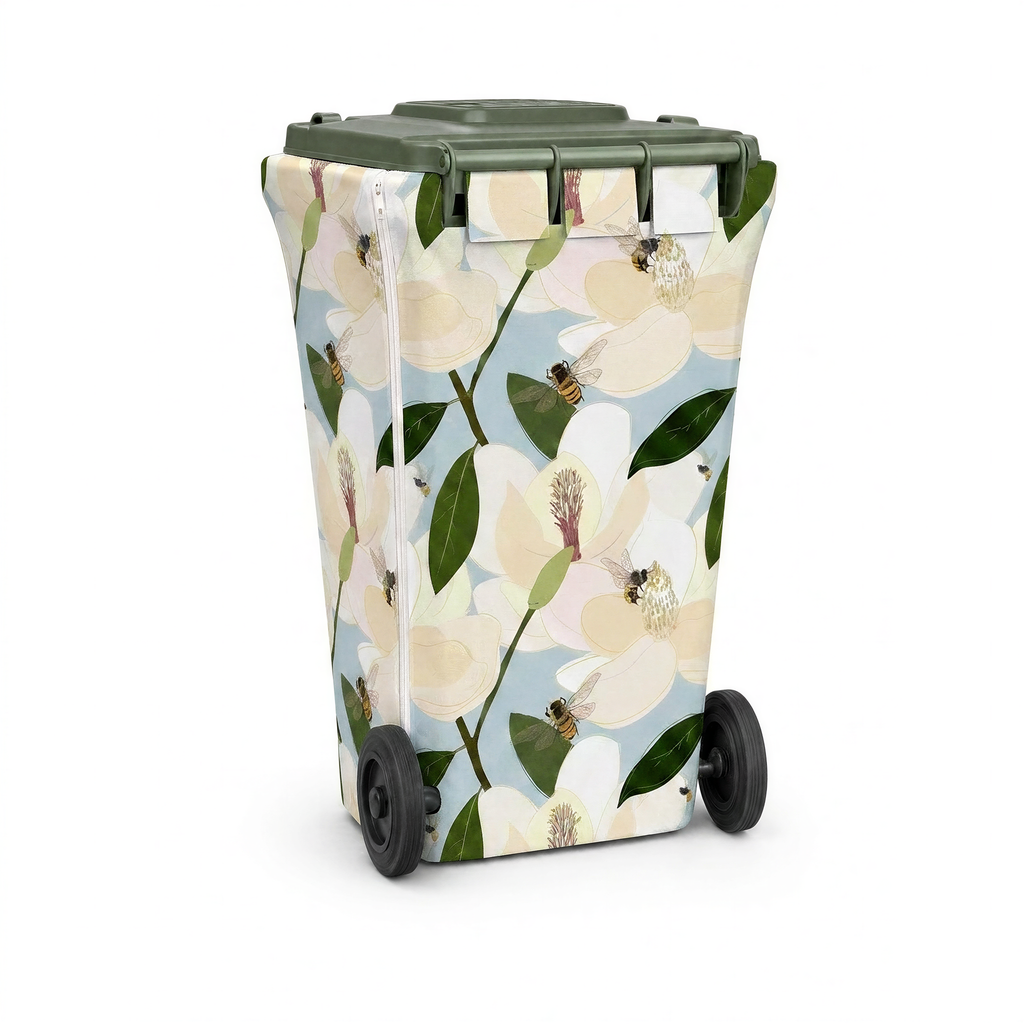 Bee's Knees wheelie bin cover, back view with zip