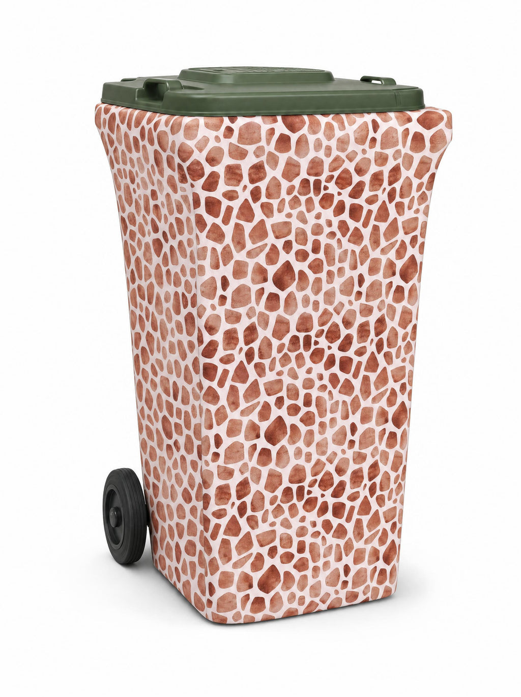Wild Side fabric wheelie bin cover on a 240L bin, front view