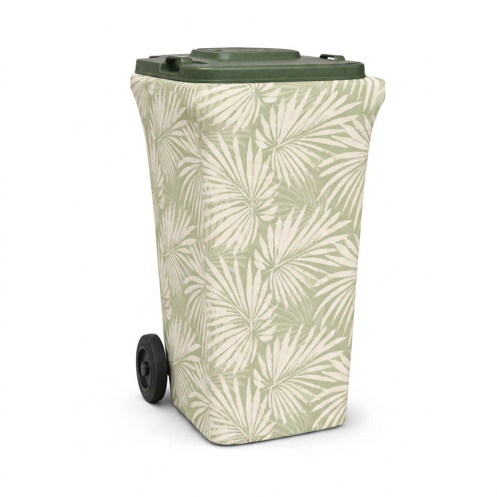 Neutral Palms wheelie bin cover, front view