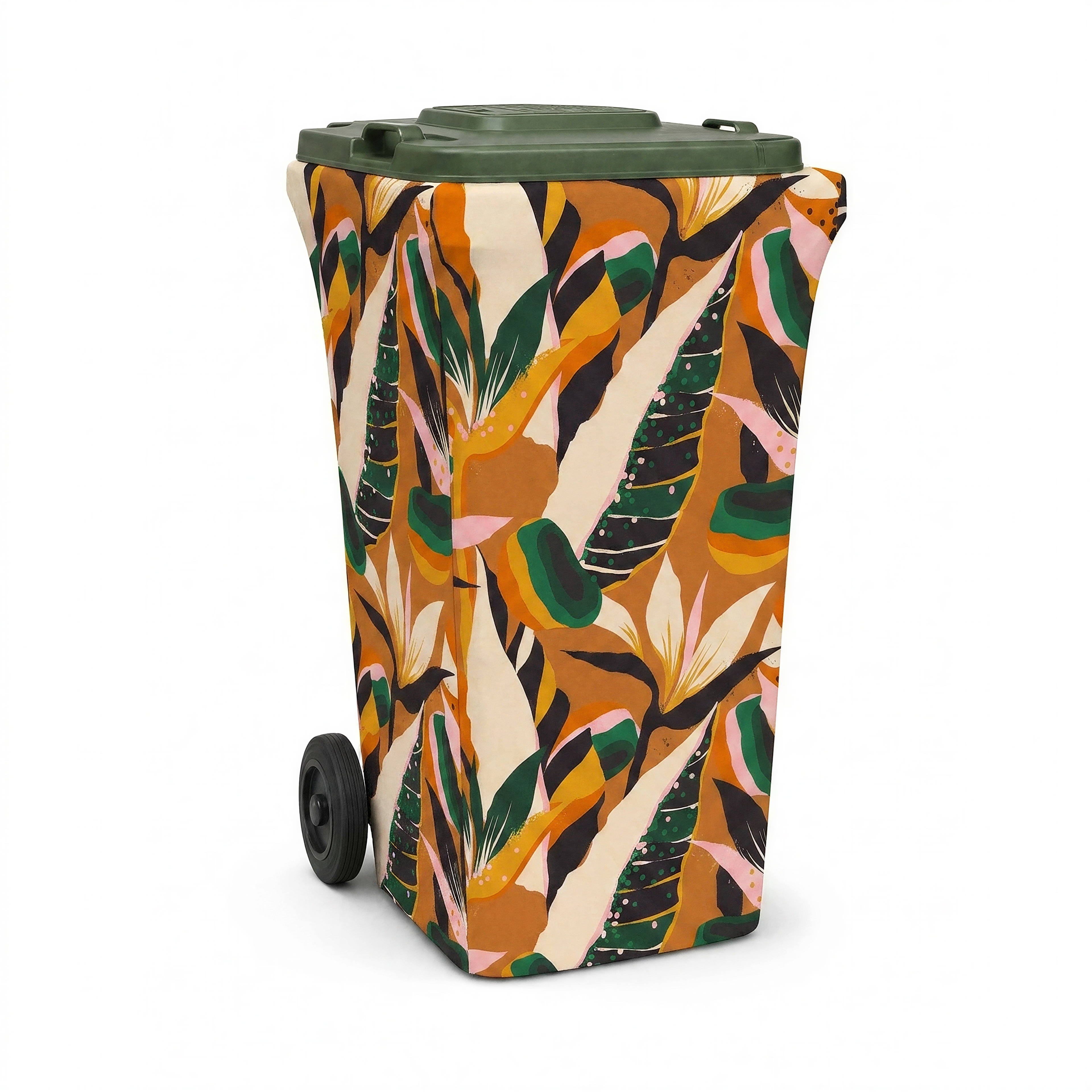 Golden Hour wheelie bin cover, front view
