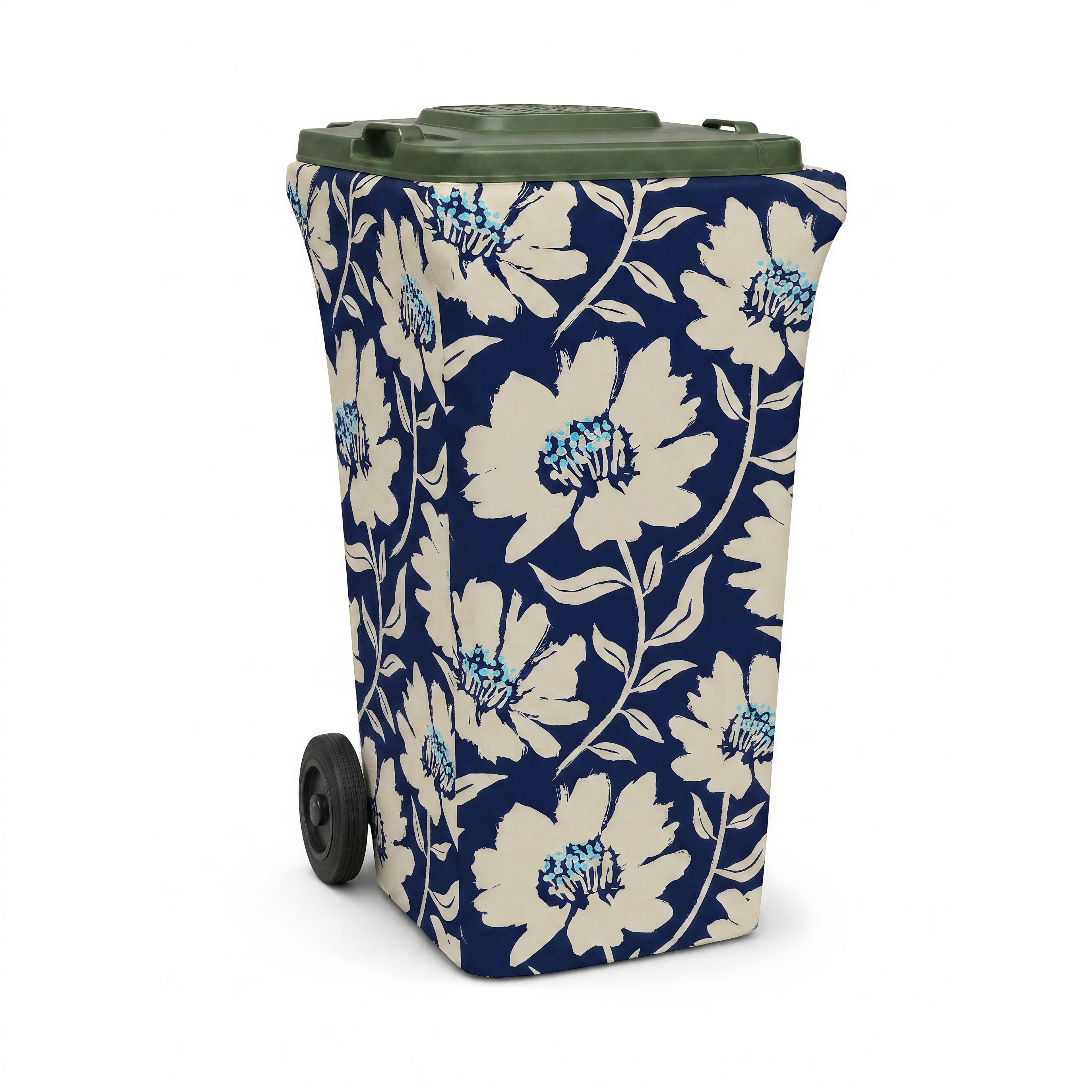 Coastal Bloom wheelie bin cover, front view