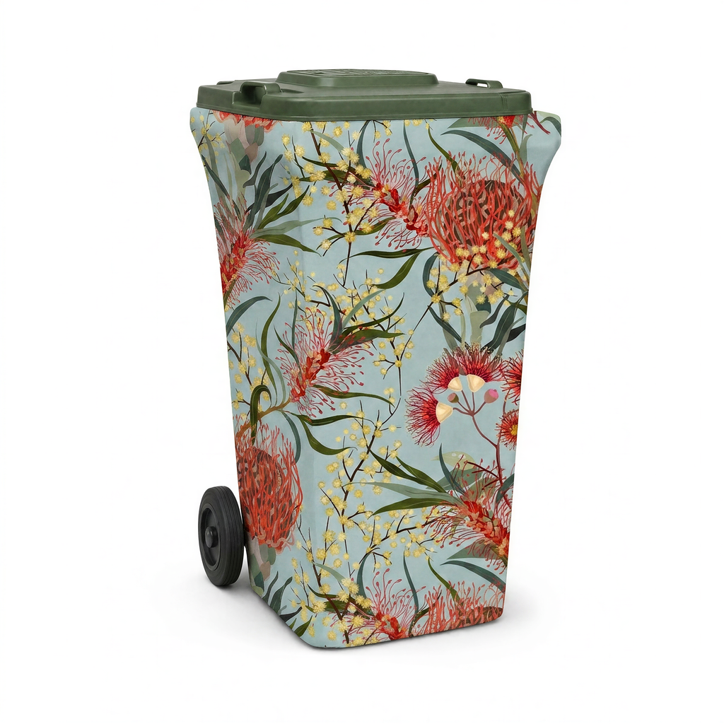 Native Bloom wheelie bin cover, front view